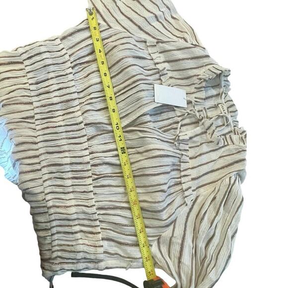 ULLA JOHNSON ROSALIND DRESS CREAM METALLIC RUFFLES RUCHED
SZ 12 OATMEAL CORE - Picture 9 of 16